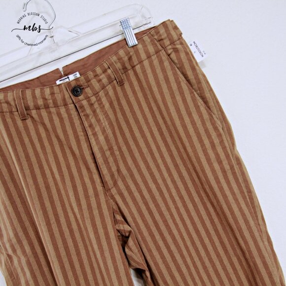 NWT Nordstrom x House of Aama Henry Workwear Stripes Pants Brown Tan Men 34x32 - Picture 6 of 11